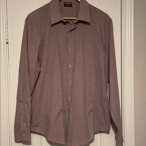 Van Heusen Men's Long Sleeve Dress Shirt in Dusty Rose Houndstooth size 16-16.5